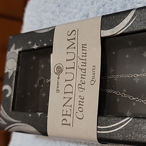 CDX- Gem Pendulums- Cone Rock Quartz/Clear Quartz Pendulum on a link chain,New - Picture 2 of 4